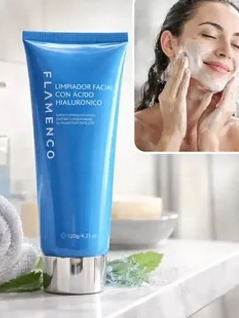 LIMPIADOR FACIAL CON ACIDO HIALURONICO 120G FLAMENCO 4