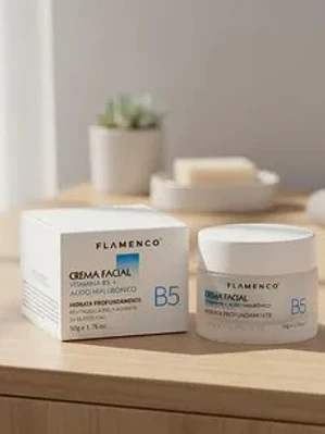 CREMA FACIAL CON VITAMINA B5+ÁCIDO HIALURÓNICO 50G FLAMENCO