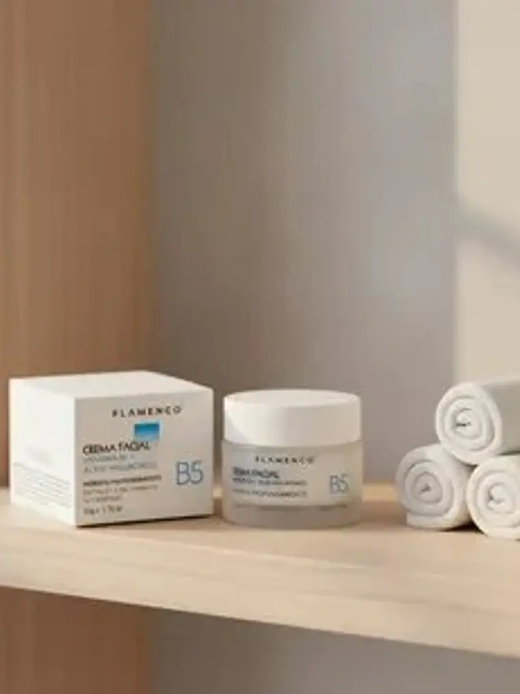 CREMA FACIAL CON VITAMINA B5+ÁCIDO HIALURÓNICO 50G FLAMENCO 3
