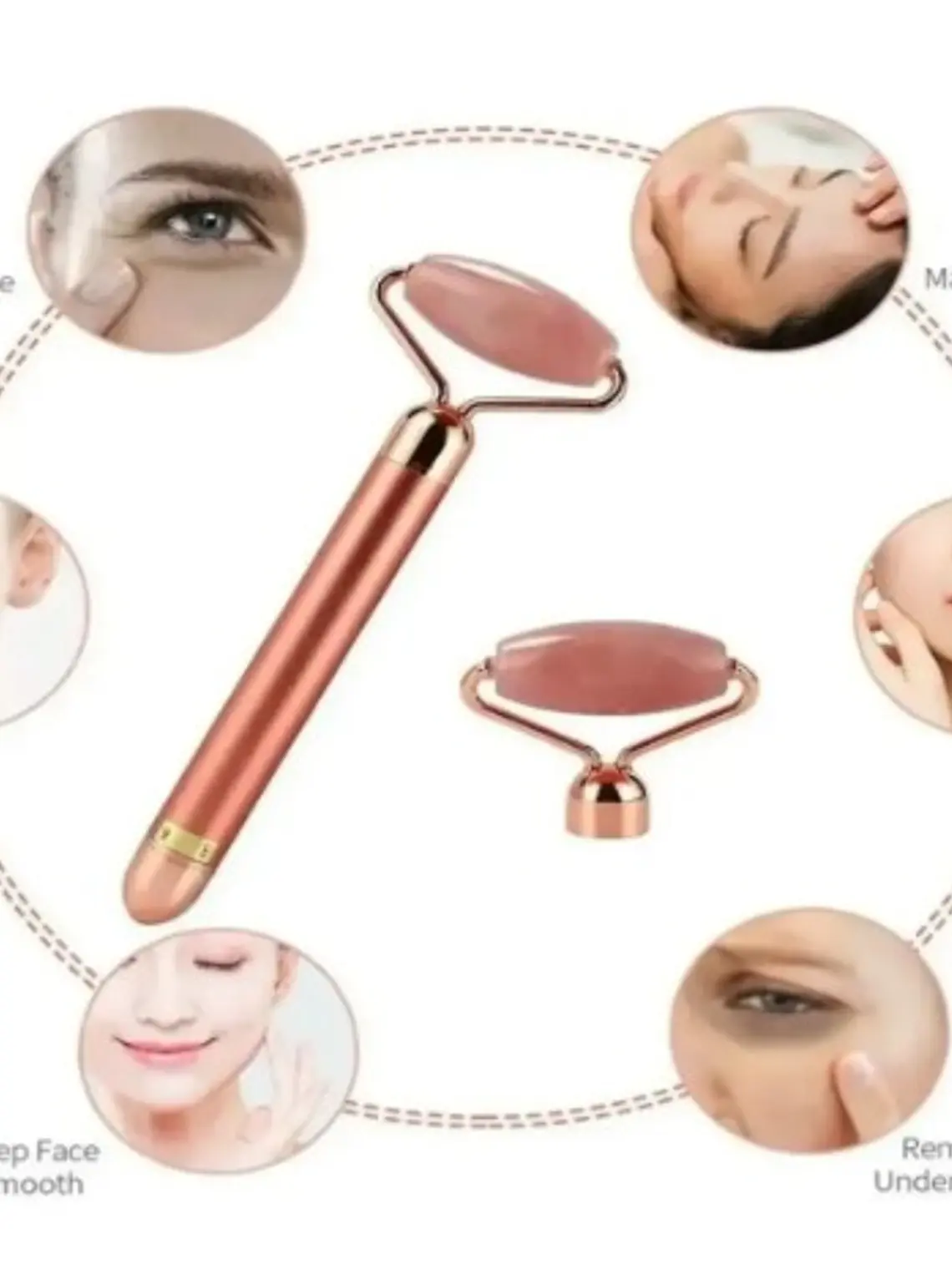 SET RODILLO MASAJEADOR FACIAL VIBRACION + GUA SHA  3