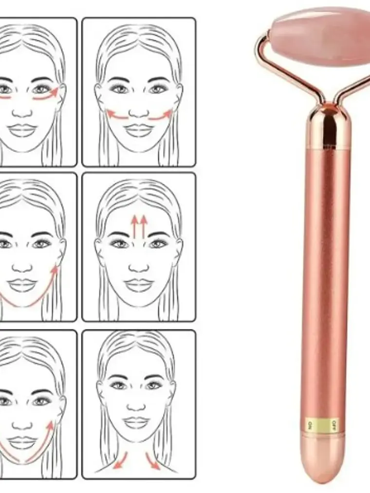 SET RODILLO MASAJEADOR FACIAL VIBRACION + GUA SHA  4