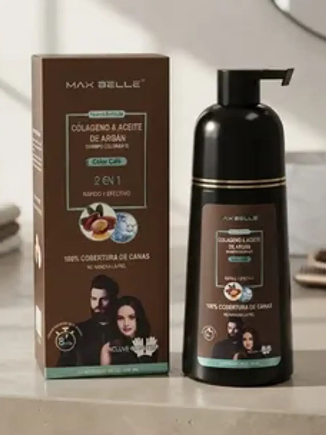 SHAMPOO COLORANTE 2 EN 1 COLOR CAFÉ 400ML MAX BELLE 4