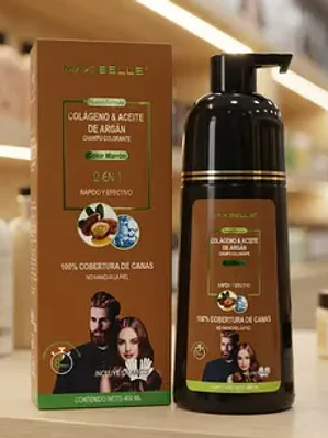 SHAMPOO COLORANTE 2 EN 1 COLOR MARRÓN 400ML MAX BELLE