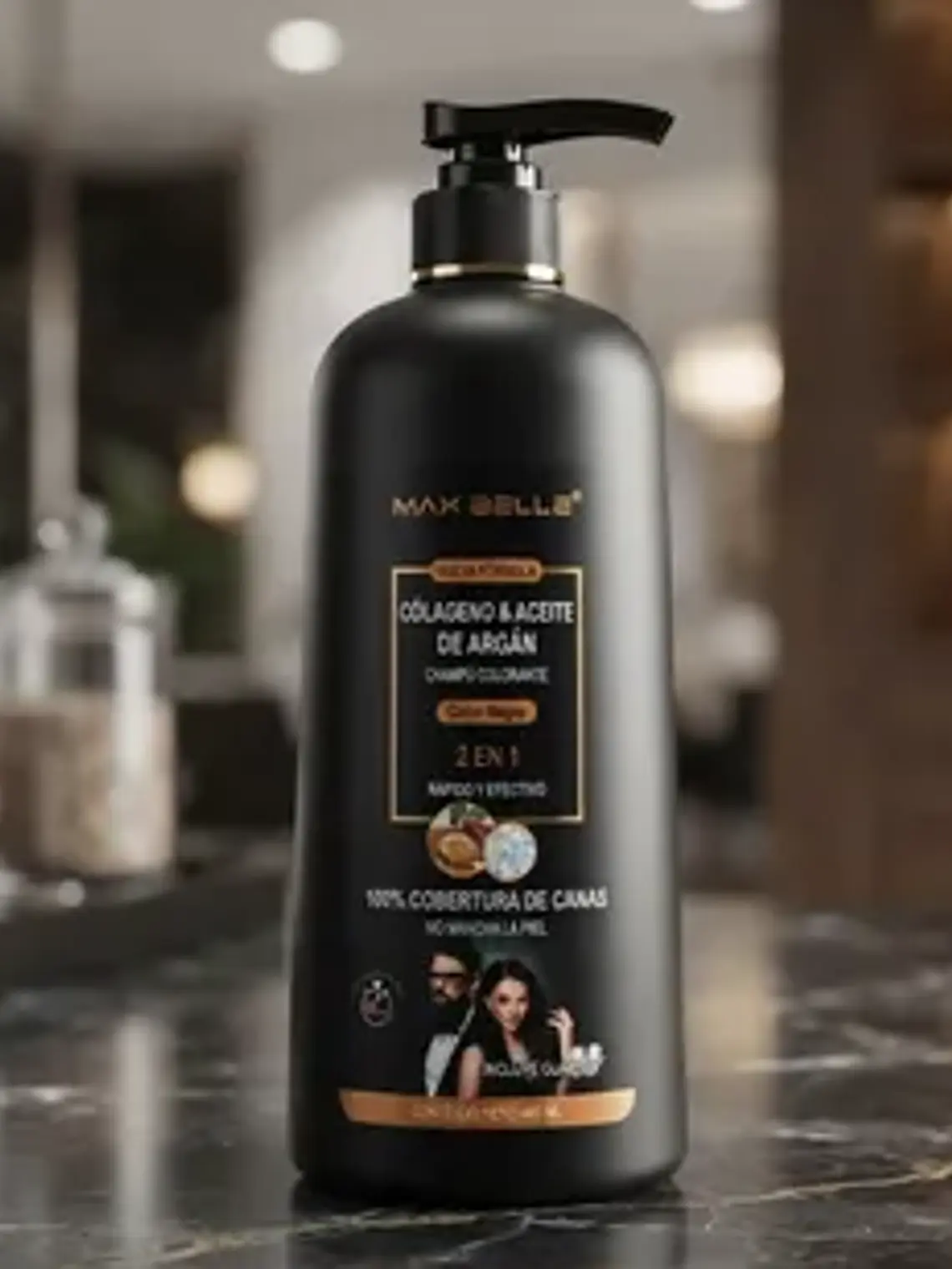 SHAMPOO COLORANTE 2 EN 1 COLOR NEGRO 400ML MAX BELLE 3