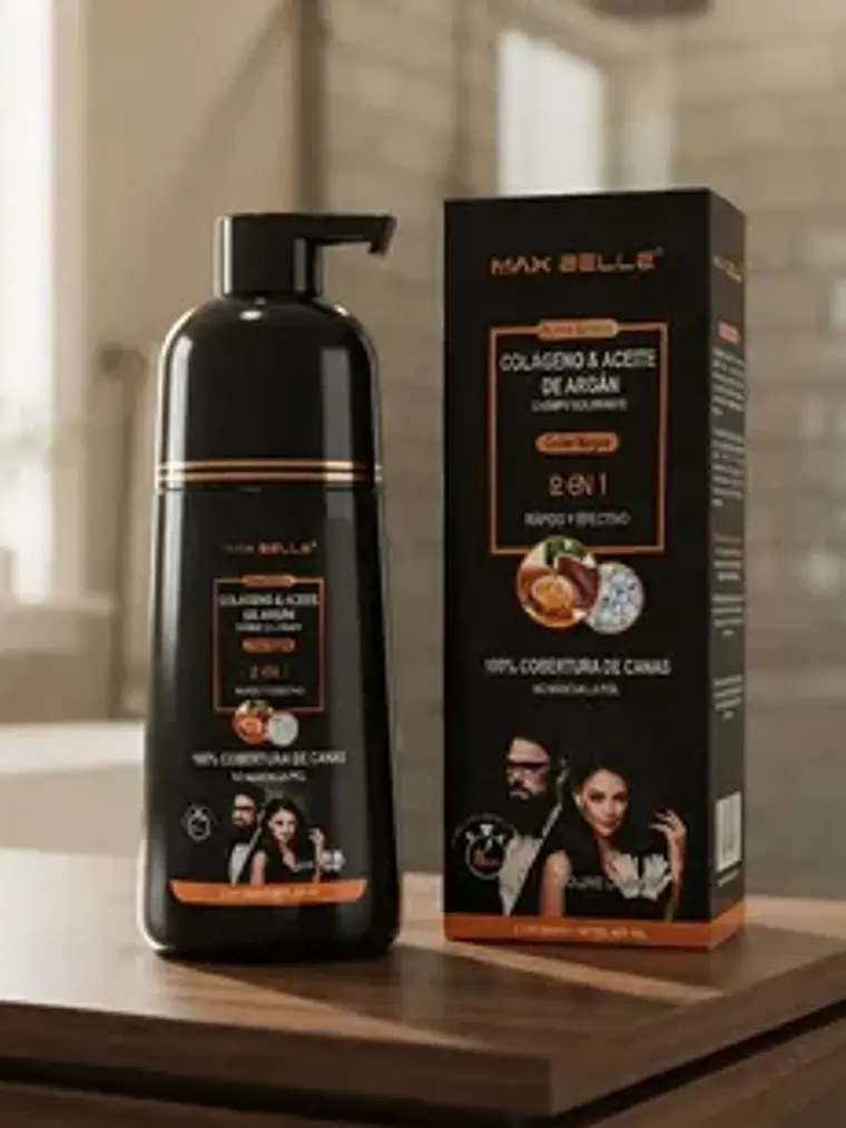 SHAMPOO COLORANTE 2 EN 1 COLOR NEGRO 400ML MAX BELLE 6