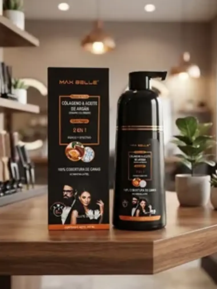 SHAMPOO COLORANTE 2 EN 1 COLOR NEGRO 400ML MAX BELLE 9