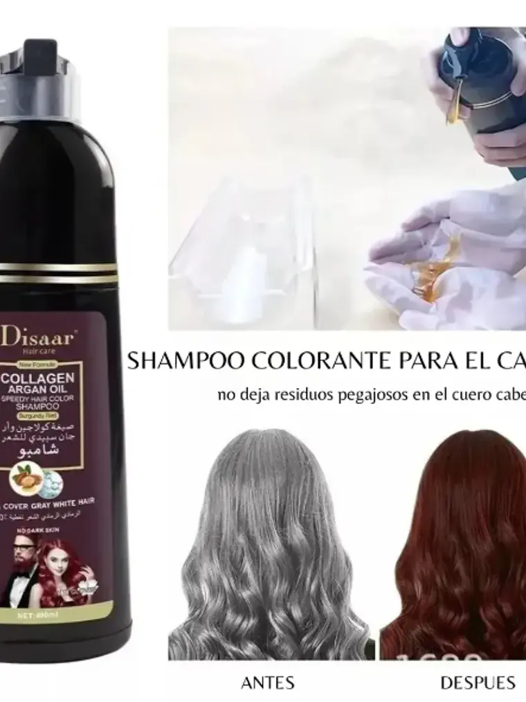 SHAMPOO COLORANTE 3 EN 1 COLOR BURGUNDY RED DISAAR 400ML 4