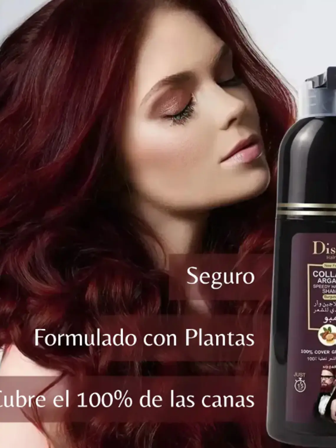 SHAMPOO COLORANTE 3 EN 1 COLOR BURGUNDY RED DISAAR 400ML 2
