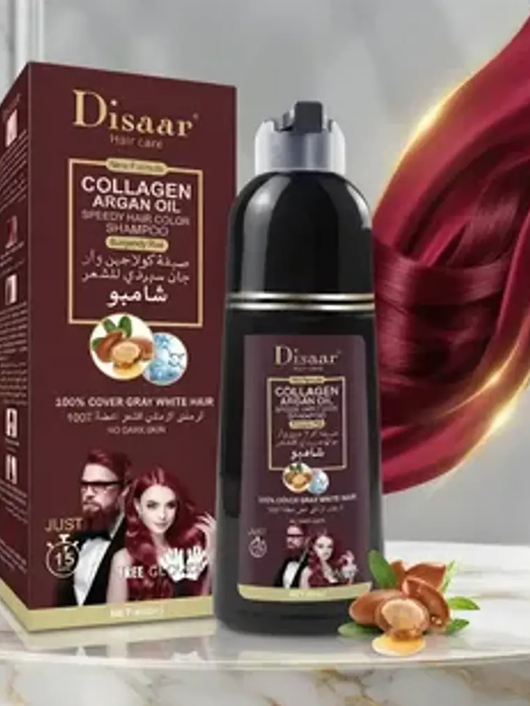 SHAMPOO COLORANTE 3 EN 1 COLOR BURGUNDY RED DISAAR 400ML 6