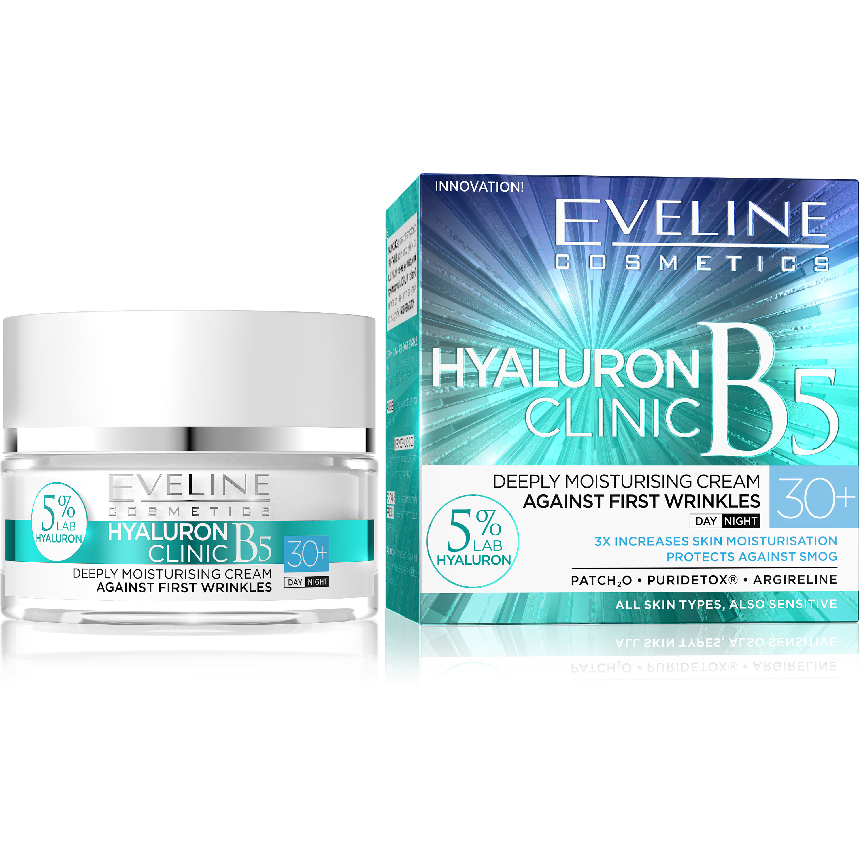 HYALURON CLINIC B5 Deeply Moisturising Cream Against First Wrinkles 30+ Day Night 50ml 1