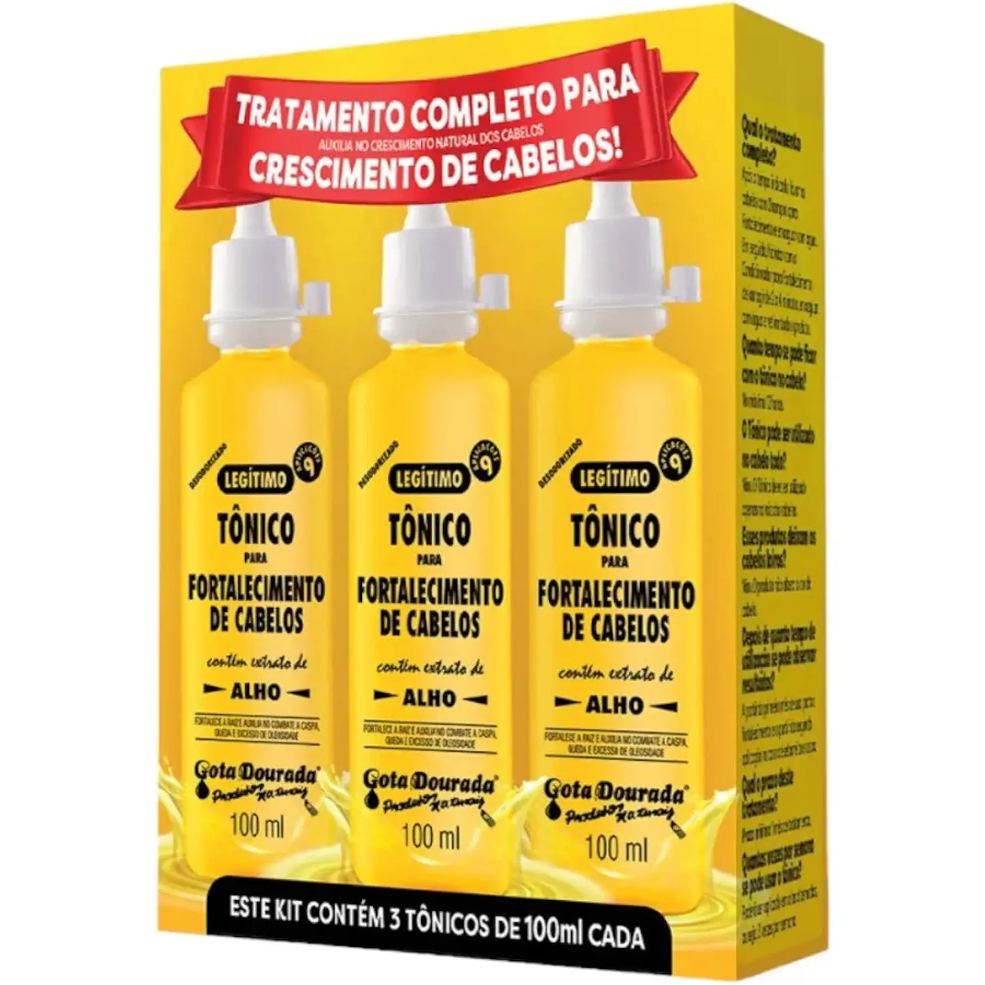 GOTA DOURADA KIT TONICO FORTALECIMENTO ALHO 3UN 100ML/UND 1