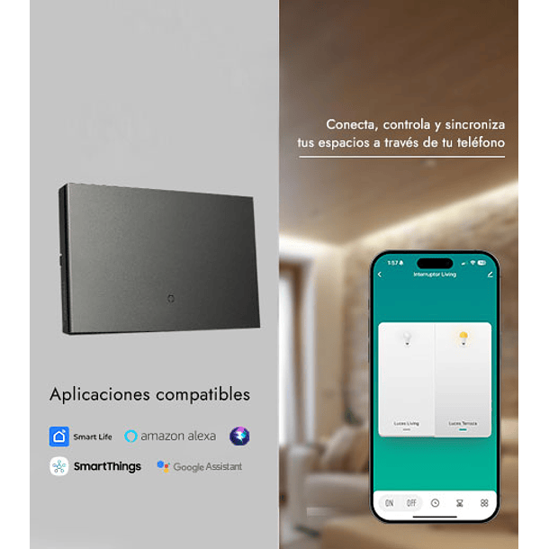 Interruptor Inteligente Volta 1 botón Aluminio   2