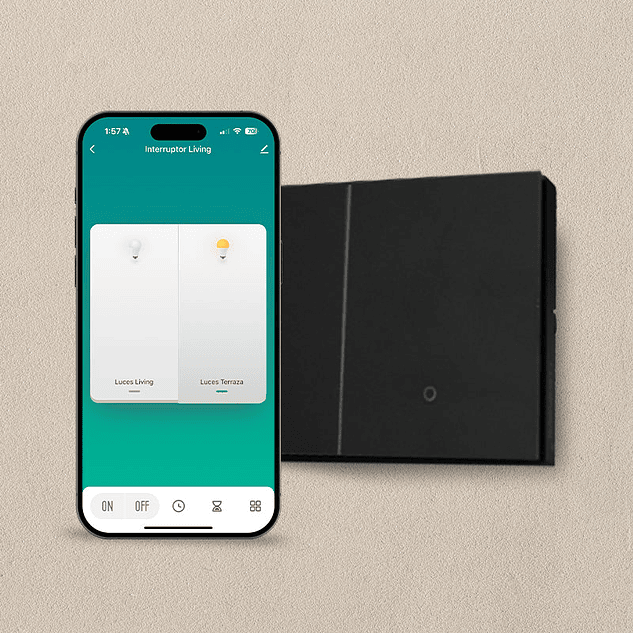 Interruptor Inteligente Volta 2 botones Vidrio Negro 3