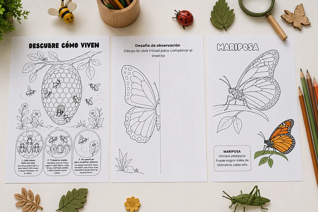 Colorea y descubre el mundo de los insectos.