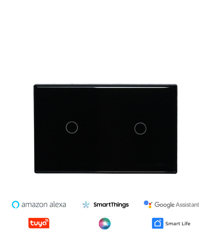 Interruptor inteligente touch 2 botones Negro