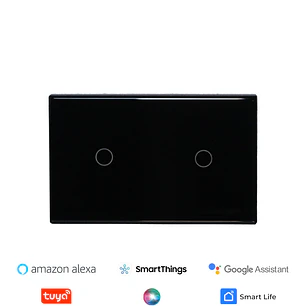 Interruptor inteligente touch 2 botones Negro