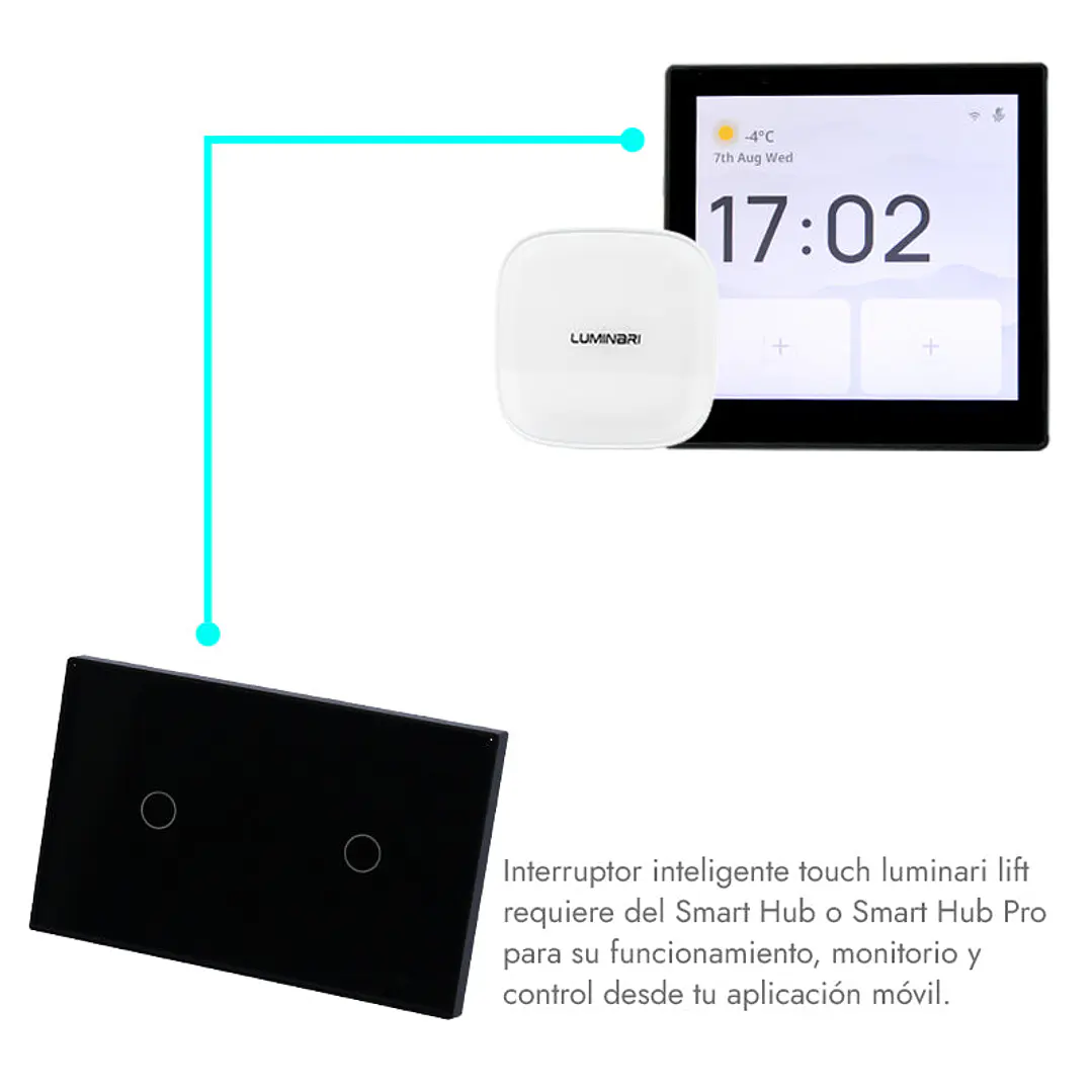 Interruptor inteligente touch 2 botones Negro 2