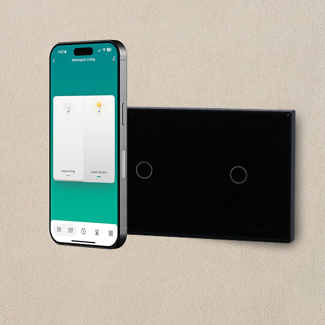Interruptor inteligente touch 2 botones Negro 3
