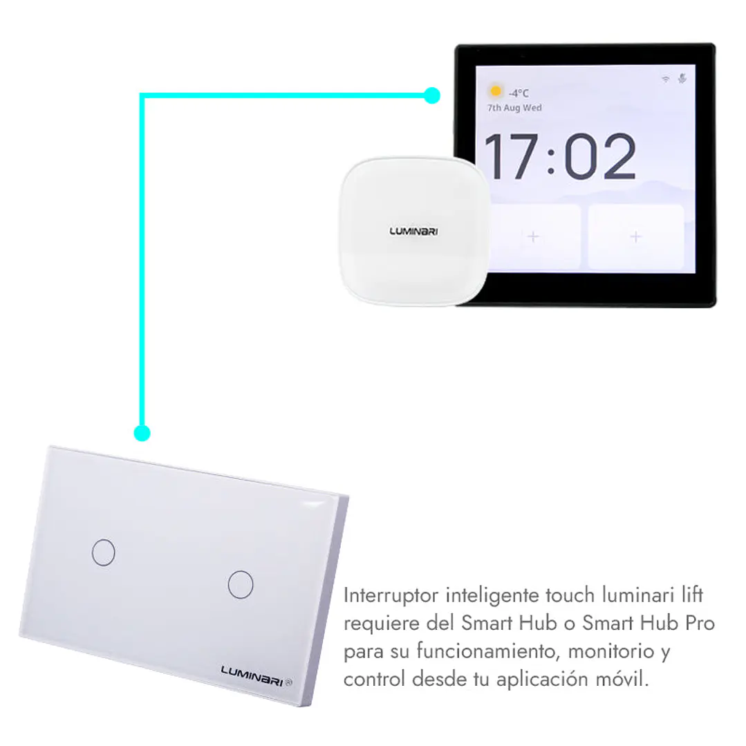 Interruptor inteligente touch 2 botones Blanco 2