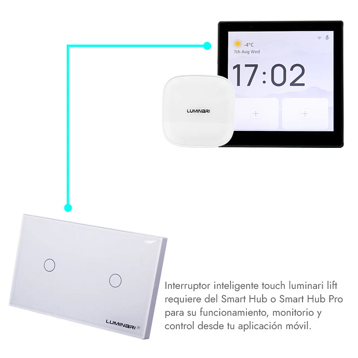 Interruptor inteligente touch 2 botones Blanco 2