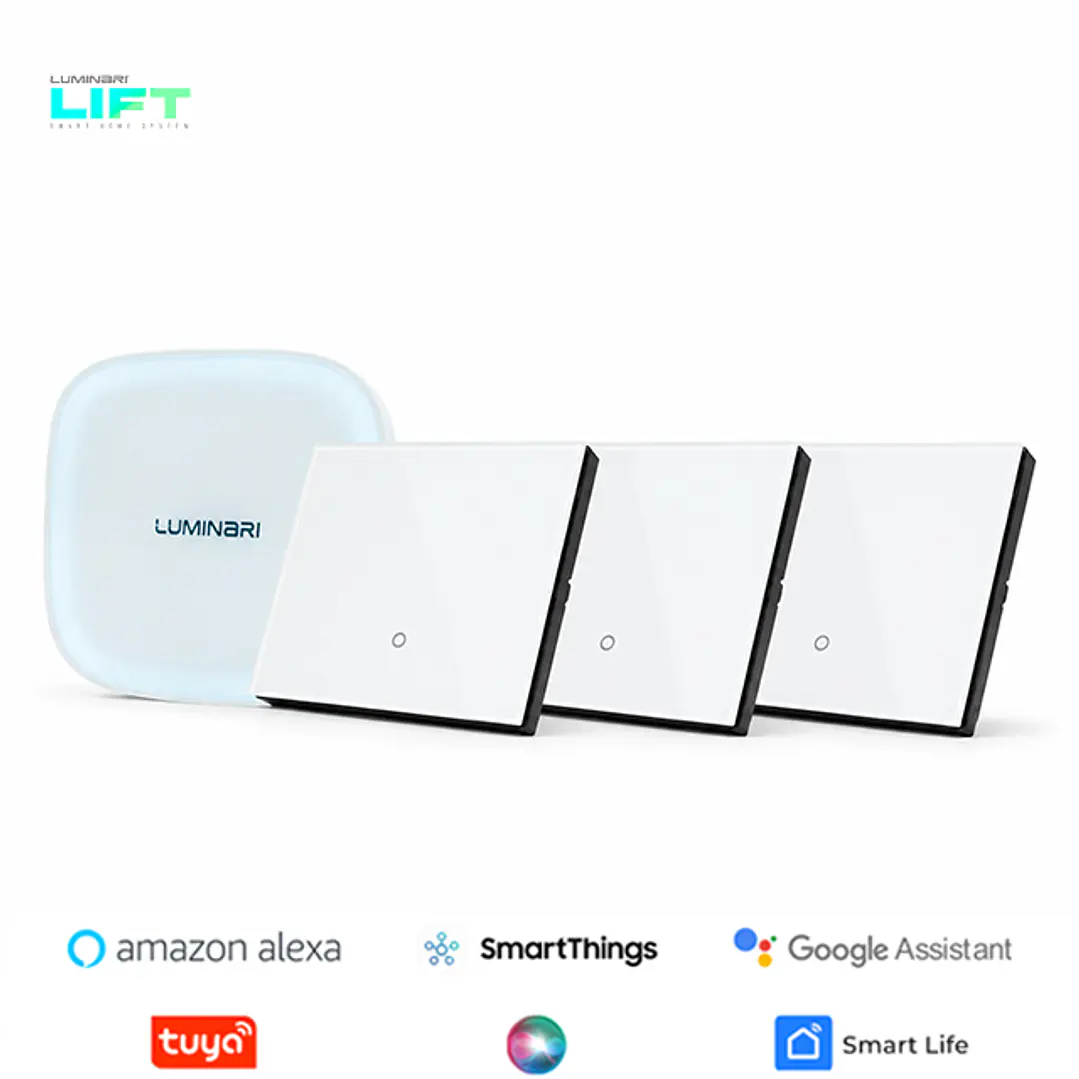 Pack interruptores 1 Smart + 3 interruptores Volta vidrio 1 botón 1