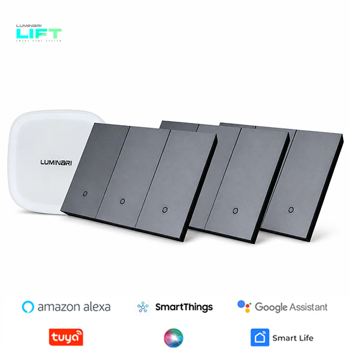 Pack Interruptores 1 Smart + 3 interruptores Volta Aluminio 3 botones 2
