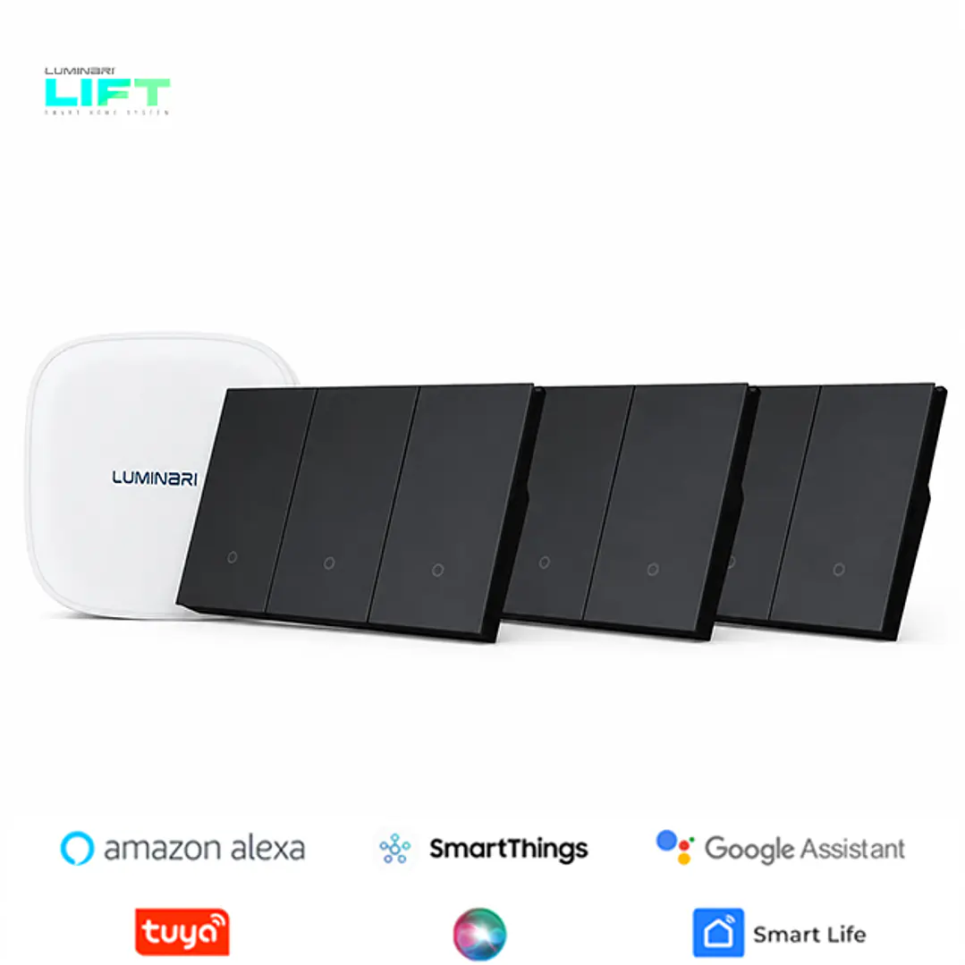 Pack Interruptores 1 Smart + 3 interruptores Volta Aluminio 3 botones 3
