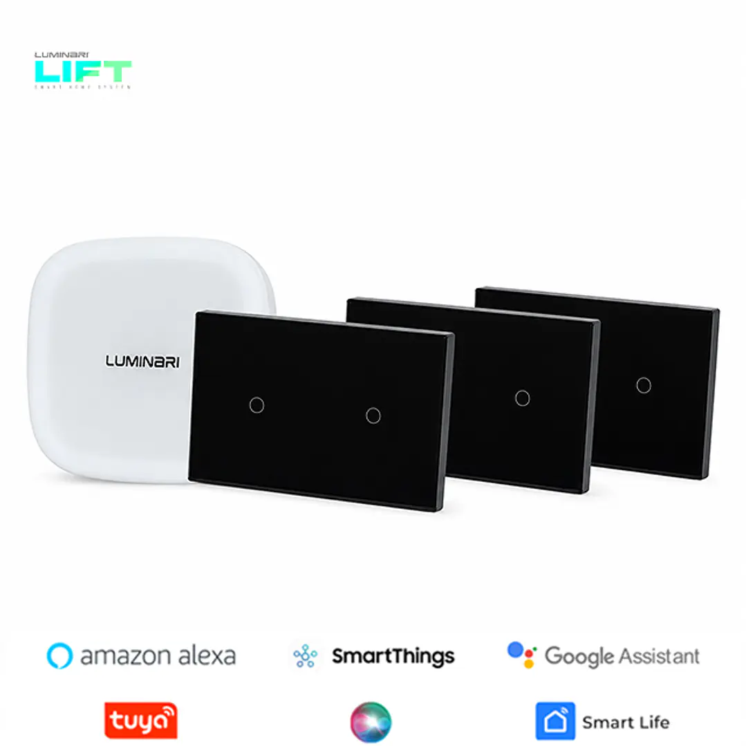 Pack Interruptores 1 Smart + 3 interruptores touch 2 botones 2