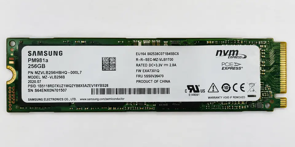 Discos Duro M2, SSD NVMe Samsung PM981a 256GB OEM 1