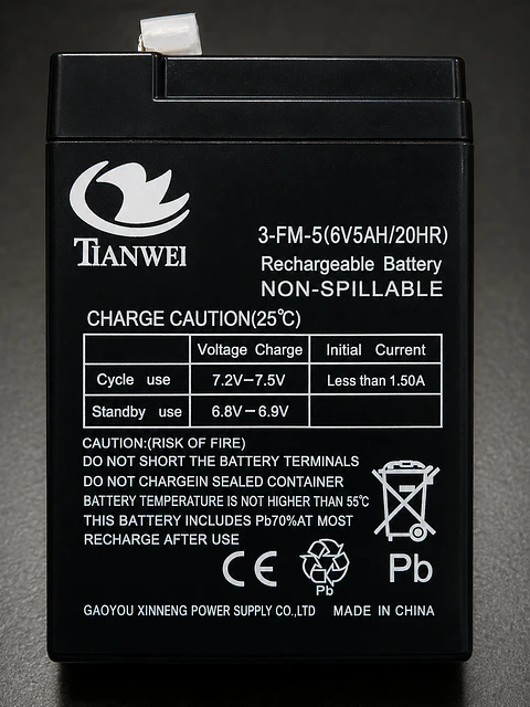 Bateria 6V AH/20HR RECARGABLE MARCA TIANWEI MAXIMA CALIDAD