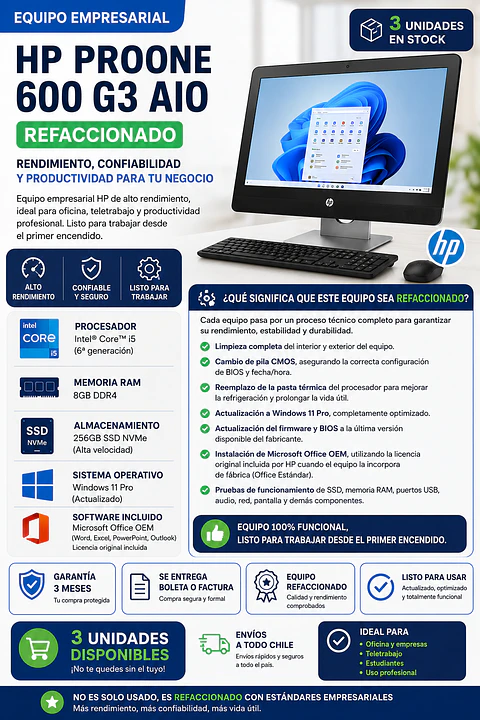 HP ProOne 600 G3 All-in-One Empresarial