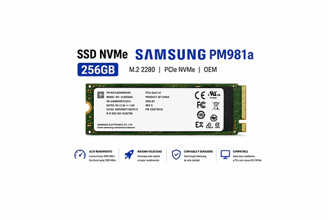 Discos Duro M2, SSD NVMe Samsung PM981a 256GB OEM