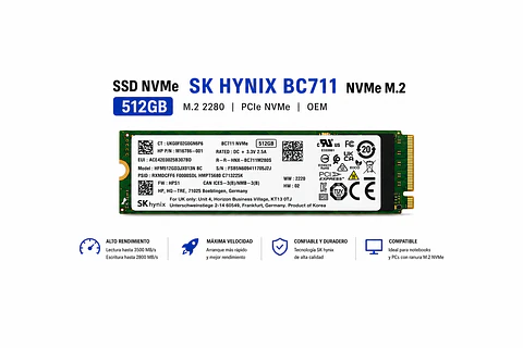 Disco Duro SSD NVMe SK hynix BC711 512GB M.2 PCIe