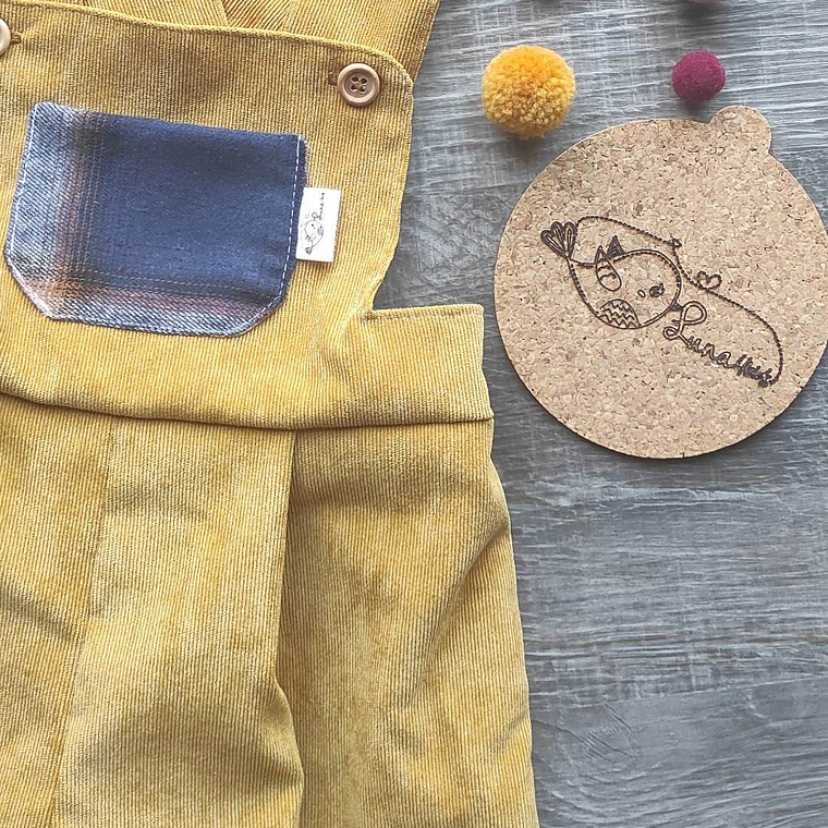 Calção com peitilho Mostarda | 18 meses 2