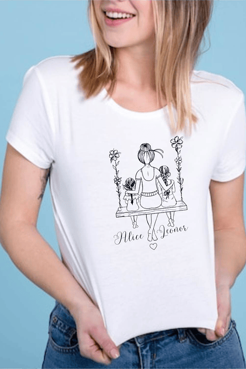 T-shirt Mãe Personalizada 2 meninas