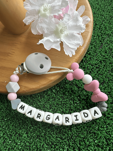 Prende-Chupeta Mordedor silicone Rose | com nome 