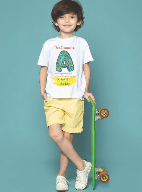 T-shirt Inicial Skate com frase