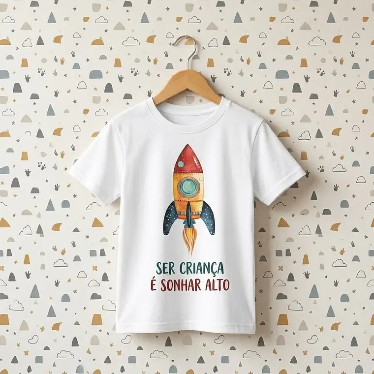 T-Shirt Ser Criança é Sonhar Alto 1