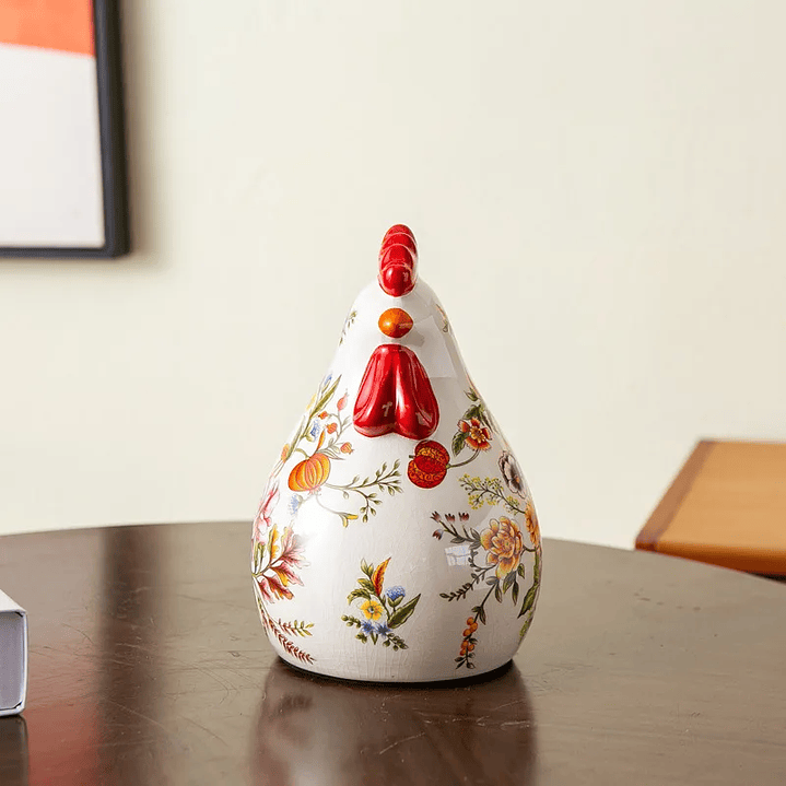 Galo em Cerâmica Pintado à Mão – Estilo Retro Americano para Decoração 3