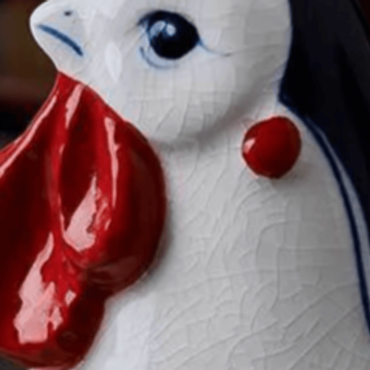 Figura de Galo/Galinha, em Porcelana craquelada – Decoração Azul e Branca Estilo Clássico 10