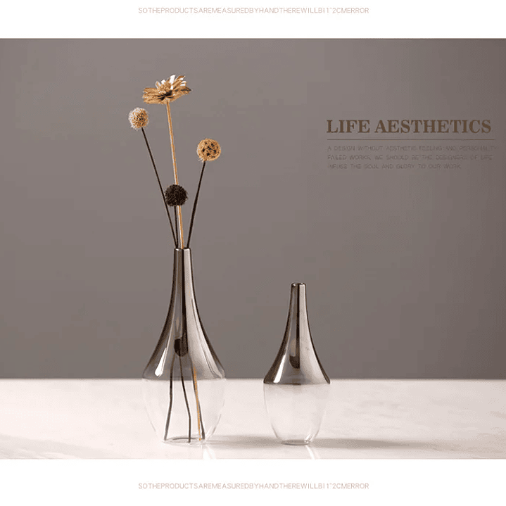 Peças de vidro banhado a prata, enfeite para sala de estar, suporte para flores e mesa. 11