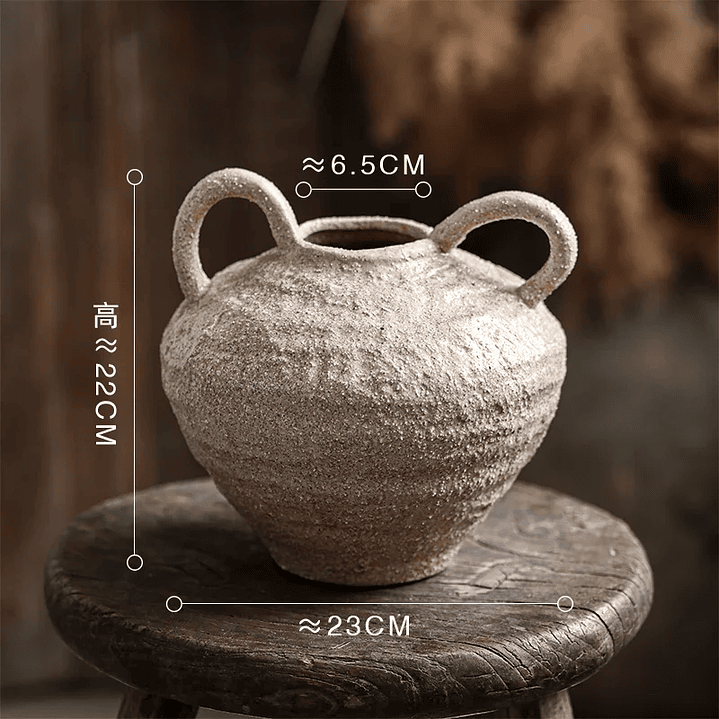 Conjunto de vasos de cerâmica Wabi Sabi, feitos à mão, estilo boho, com decoração vintage e acabamento envelhecido. 7