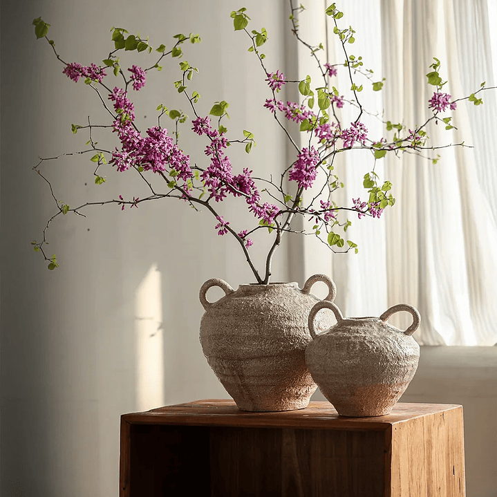 Conjunto de vasos de cerâmica Wabi Sabi, feitos à mão, estilo boho, com decoração vintage e acabamento envelhecido. 12