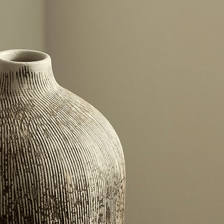 Vaso chinês redondo de cerâmica para flores, acessório de decoração para sala de estar, escritório ou mesa. 3