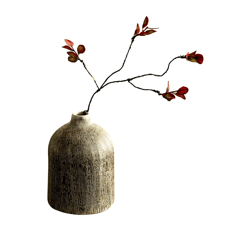 Vaso chinês redondo de cerâmica para flores, acessório de decoração para sala de estar, escritório ou mesa. 5