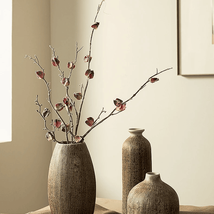 Vaso chinês redondo de cerâmica para flores, acessório de decoração para sala de estar, escritório ou mesa. 9