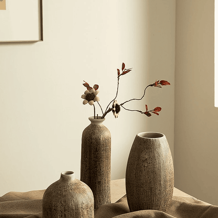 Vaso chinês redondo de cerâmica para flores, acessório de decoração para sala de estar, escritório ou mesa. 11