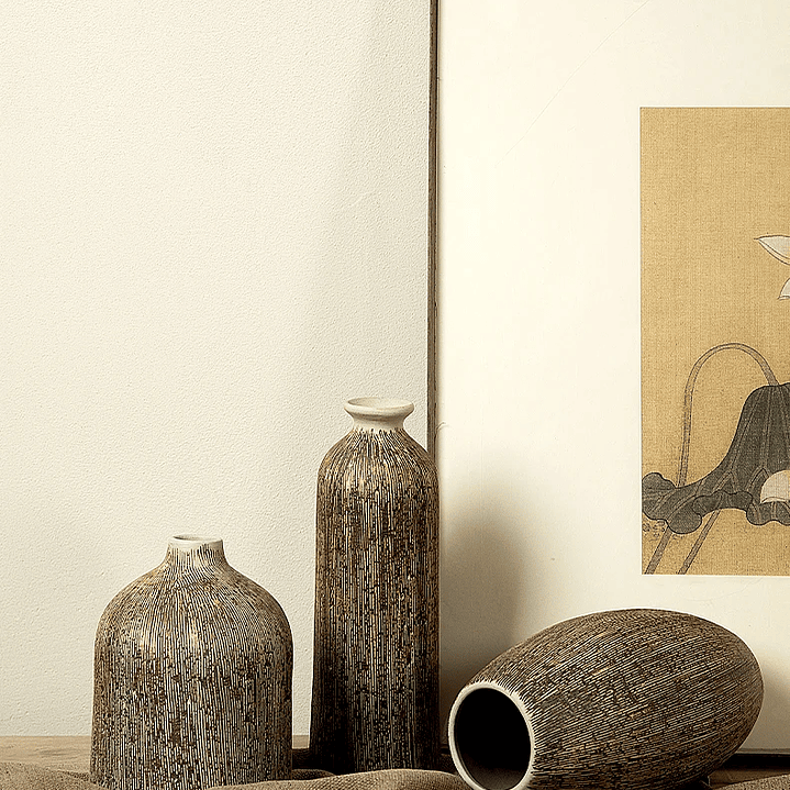 Vaso chinês redondo de cerâmica para flores, acessório de decoração para sala de estar, escritório ou mesa. 16