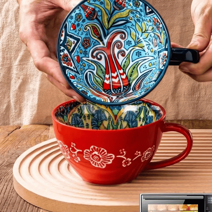 Caneca de Cerâmica Boho – 400 ml para Chá ou Café, Ideal para Família e Amigos 5