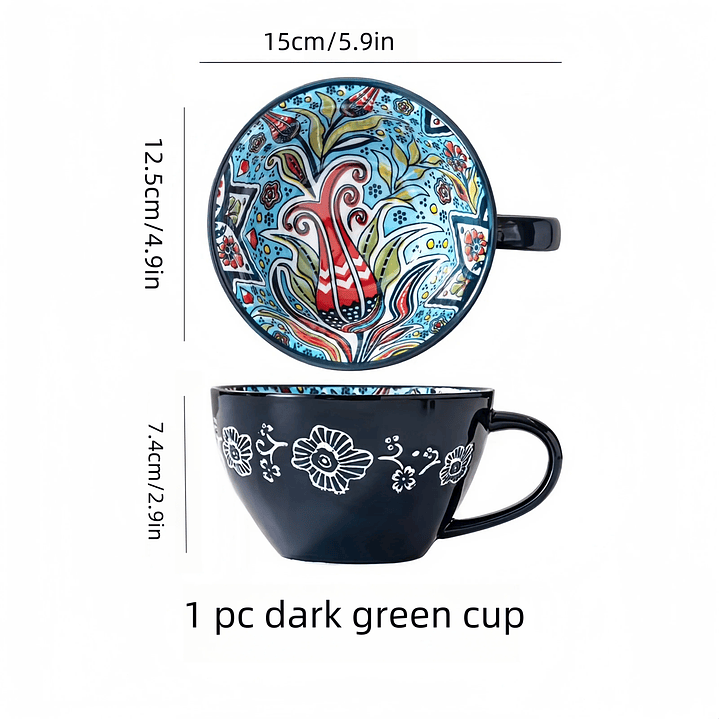 Caneca de Cerâmica Boho – 400 ml para Chá ou Café, Ideal para Família e Amigos 7